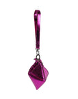 ARTEMIS WRISTLET IN OCTAHEDRON SHAPE METALLIC FUCHSIA LEATHER