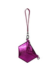 ARTEMIS WRISTLET IN OCTAHEDRON SHAPE METALLIC FUCHSIA LEATHER