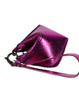 ARTEMIS WRISTLET IN OCTAHEDRON SHAPE METALLIC FUCHSIA LEATHER