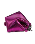 ARTEMIS WRISTLET IN OCTAHEDRON SHAPE METALLIC FUCHSIA LEATHER