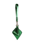 ARTEMIS WRISTLET IN OCTAHEDRON SHAPE METALLIC EMERALD LEATHER
