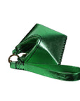 ARTEMIS WRISTLET IN OCTAHEDRON SHAPE METALLIC EMERALD LEATHER