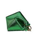 ARTEMIS WRISTLET IN OCTAHEDRON SHAPE METALLIC EMERALD LEATHER