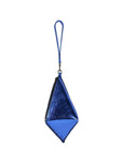 CETO WRISTLET IN OCTAHEDRON SHAPE METALLIC BLUE LEATHER