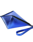 CETO WRISTLET IN OCTAHEDRON SHAPE METALLIC BLUE LEATHER