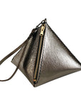 CLEO WRISTLET IN PYRAMID SHAPE METALLIC BRONZE LEATHER