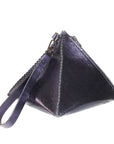 CLEO WRISTLET IN PYRAMID SHAPE METALLIC MIDNIGHT LEATHER