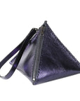 CLEO WRISTLET IN PYRAMID SHAPE METALLIC MIDNIGHT LEATHER