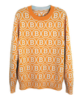 NEO BITCOIN MERINO CREW NECK PULLOVER ORANGE IVORY