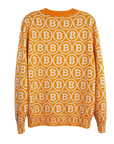 NEO BITCOIN MERINO CREW NECK PULLOVER ORANGE IVORY