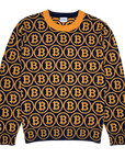NEO BITCOIN MERINO CREW NECK PULLOVER ORANGE NAVY