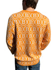 NEO BITCOIN MERINO CREW NECK PULLOVER ORANGE IVORY