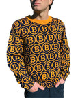 NEO BITCOIN MERINO CREW NECK PULLOVER ORANGE NAVY