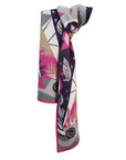 SUN MOON STARS PYRAMID SCARF IN GREY FUCHSIA
