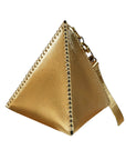 TETRA WRISTLET IN TRIANGLE SHAPE METALLIC GOLD LEATHER