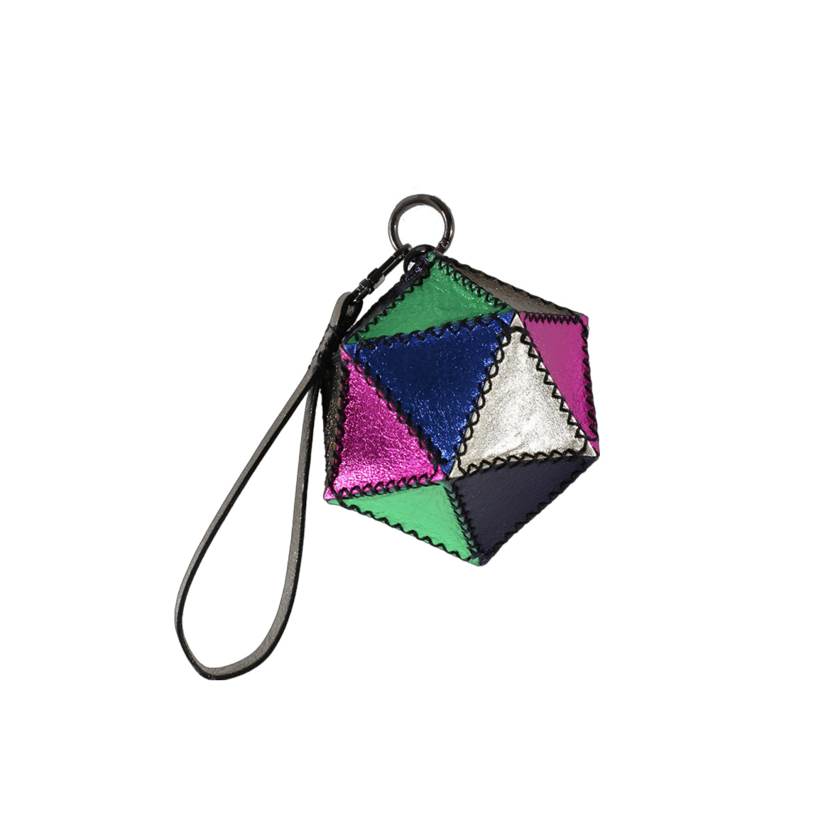 SELENE WRISTLET IN ICOSAHEDRON SHAPE METALLIC MIX LEATHER