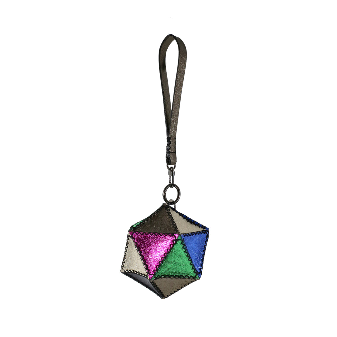 SELENE WRISTLET IN ICOSAHEDRON SHAPE METALLIC MIX LEATHER