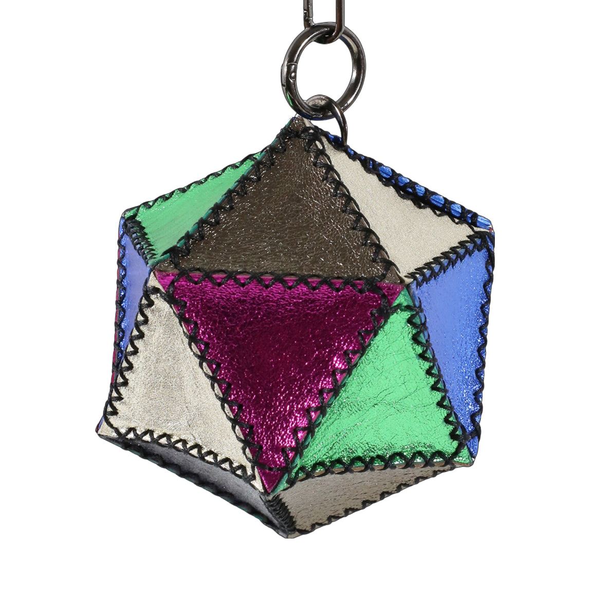 SELENE WRISTLET IN ICOSAHEDRON SHAPE METALLIC MIX LEATHER