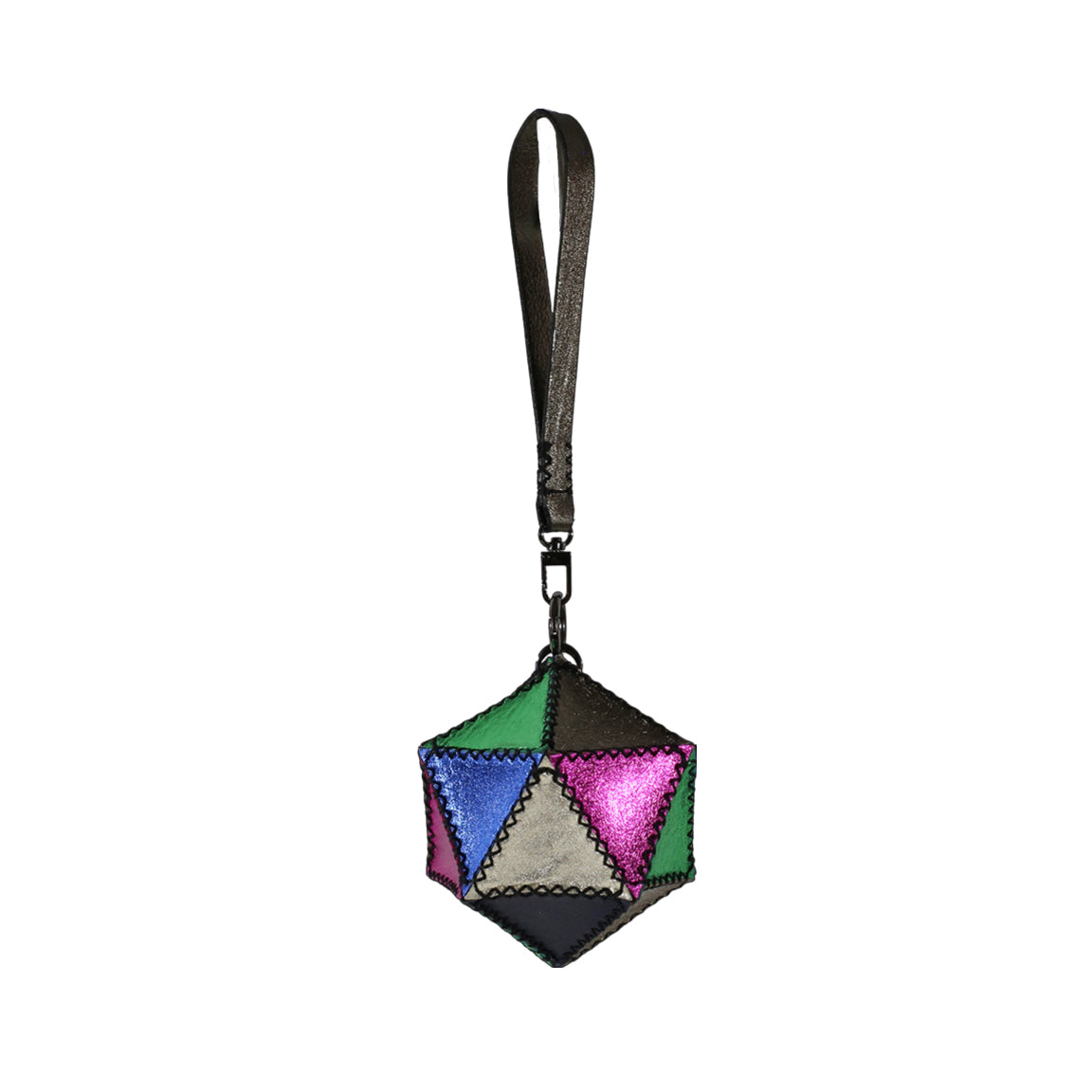 SELENE WRISTLET IN ICOSAHEDRON SHAPE METALLIC MIX LEATHER