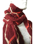 BERNITA ARTISANS-MADE ITALIAN PURE WOOL MACRAME' SCARF IN WINE ORANGE BEIGE