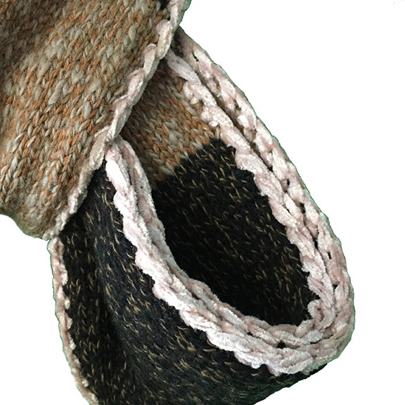 MARCIA SCARF IN UPCYCLED CASHMERE TWEED WITH CHENILLE CROCHET